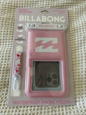 Billabong Pink Waterproof Phone Pouch with Floral Neck Strap